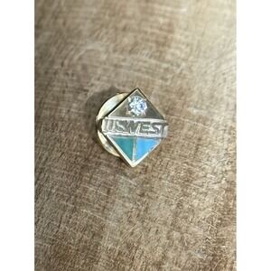 US West USWEST 14k Gold EMB CTO Award Lapel Pin With Diamond 1.3g
